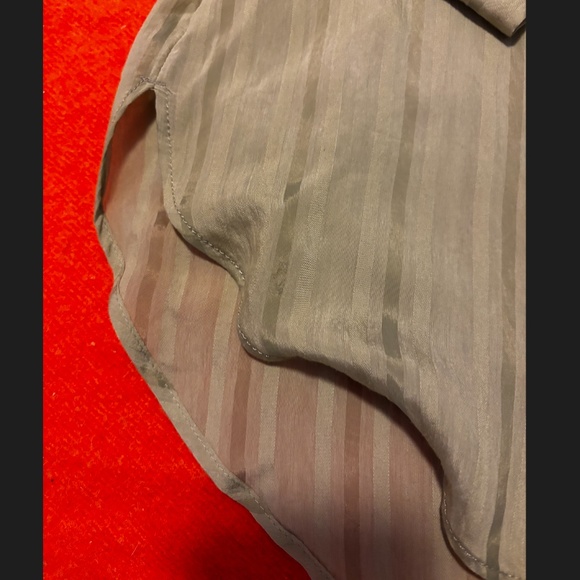 Zara light green shiny khaki striped long sleeve blouse NWT - Picture 5 of 9